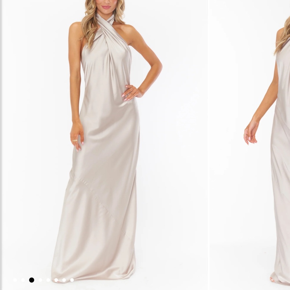 Show Me Your MuMu Satin Halter Maxi Dress